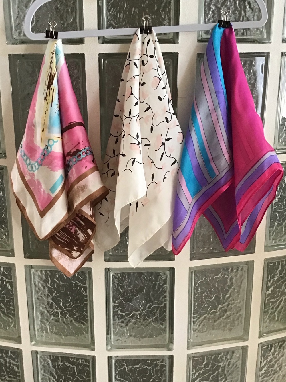 3 Small Silk Scarves. 🩷🩵🧡